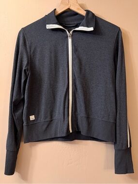 Zip-Up Track Jacket in Dark Charcoal Gray